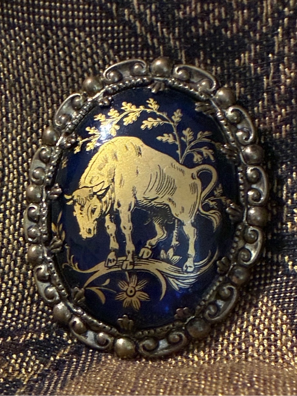 Vintage 1950 - 1960s Pakula Taurus the Bull Brooch/Pendant